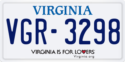 VA license plate VGR3298