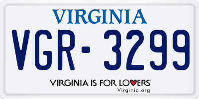 VA license plate VGR3299
