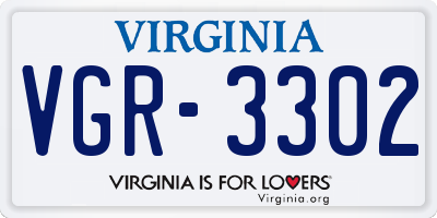 VA license plate VGR3302