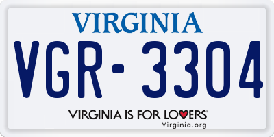VA license plate VGR3304