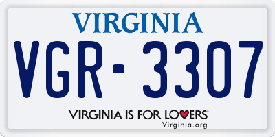 VA license plate VGR3307