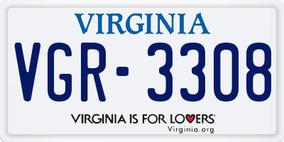 VA license plate VGR3308