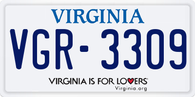 VA license plate VGR3309