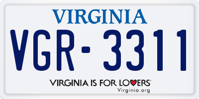 VA license plate VGR3311