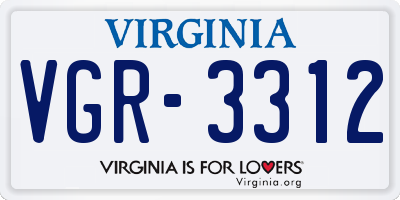 VA license plate VGR3312
