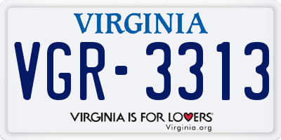 VA license plate VGR3313