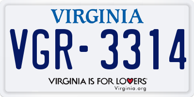 VA license plate VGR3314