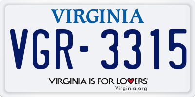 VA license plate VGR3315
