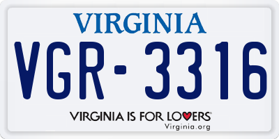 VA license plate VGR3316