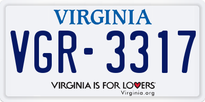 VA license plate VGR3317