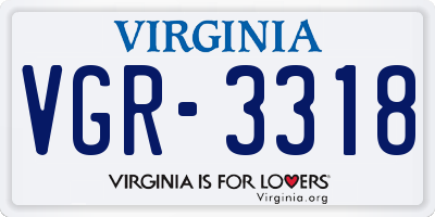 VA license plate VGR3318