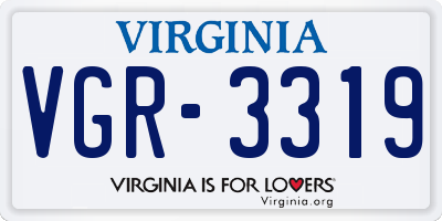 VA license plate VGR3319