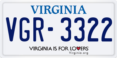 VA license plate VGR3322