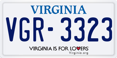 VA license plate VGR3323