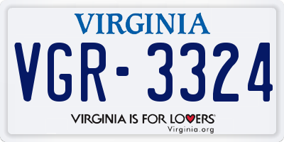 VA license plate VGR3324