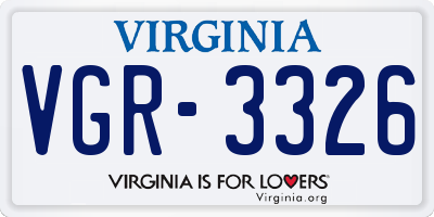 VA license plate VGR3326