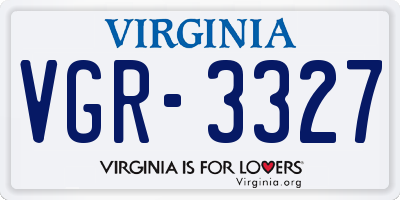 VA license plate VGR3327