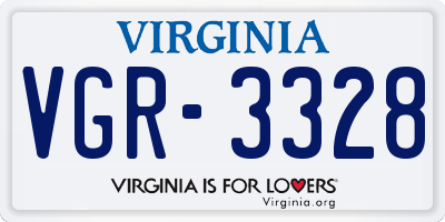 VA license plate VGR3328