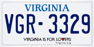 VA license plate VGR3329