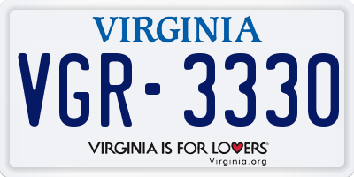 VA license plate VGR3330
