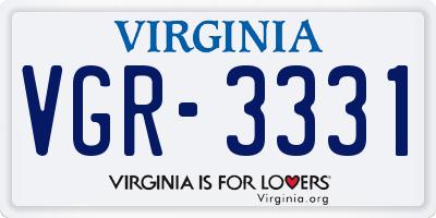 VA license plate VGR3331
