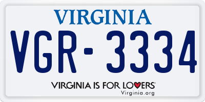 VA license plate VGR3334