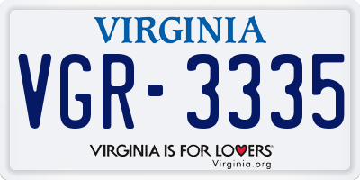 VA license plate VGR3335