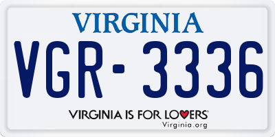 VA license plate VGR3336