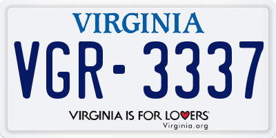 VA license plate VGR3337