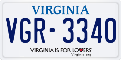 VA license plate VGR3340