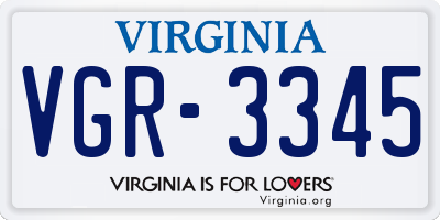 VA license plate VGR3345
