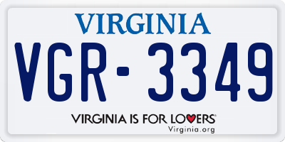 VA license plate VGR3349