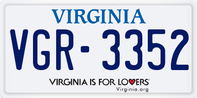VA license plate VGR3352