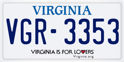 VA license plate VGR3353