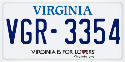 VA license plate VGR3354