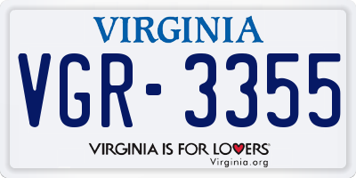 VA license plate VGR3355