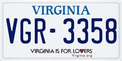 VA license plate VGR3358