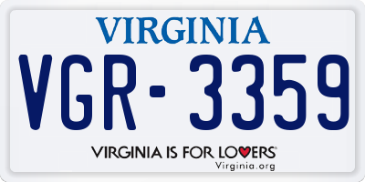 VA license plate VGR3359