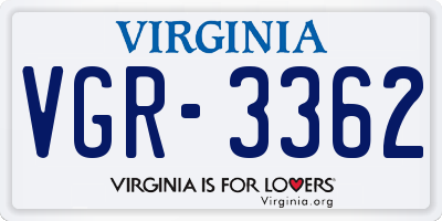 VA license plate VGR3362