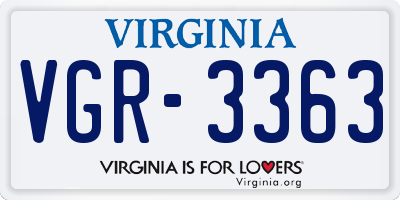 VA license plate VGR3363
