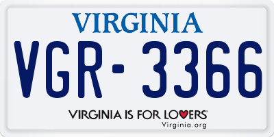 VA license plate VGR3366