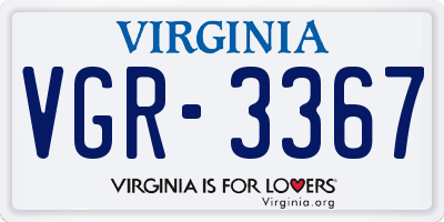 VA license plate VGR3367