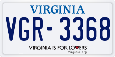 VA license plate VGR3368