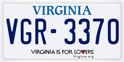 VA license plate VGR3370
