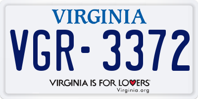 VA license plate VGR3372