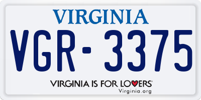 VA license plate VGR3375
