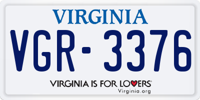 VA license plate VGR3376