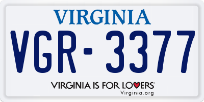 VA license plate VGR3377