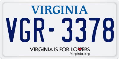 VA license plate VGR3378