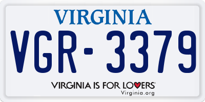 VA license plate VGR3379
